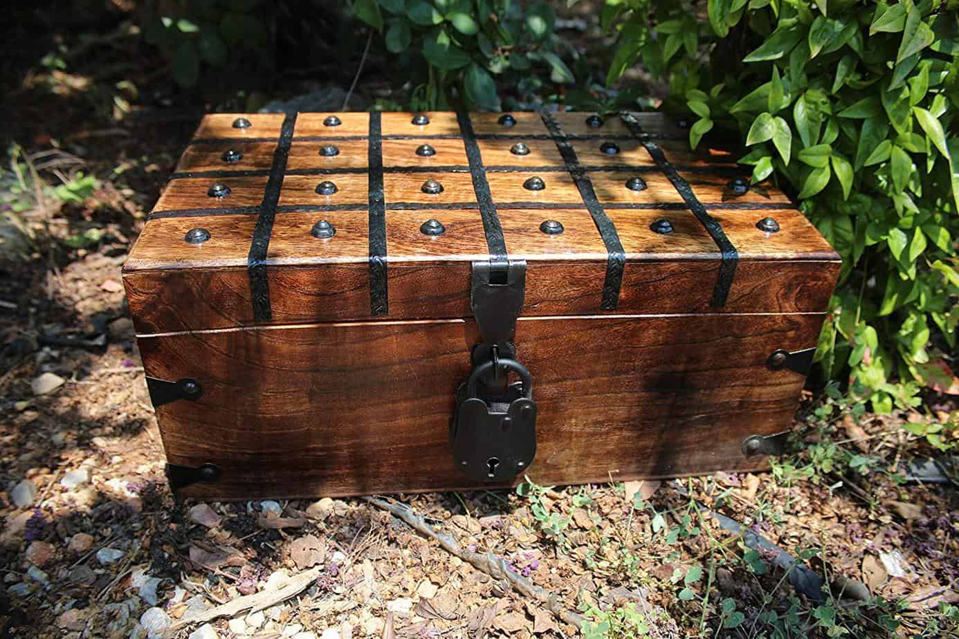 Wooden Pirate Treasure Chest Box